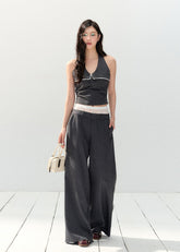 Elegant Stripe Halter Suit Set